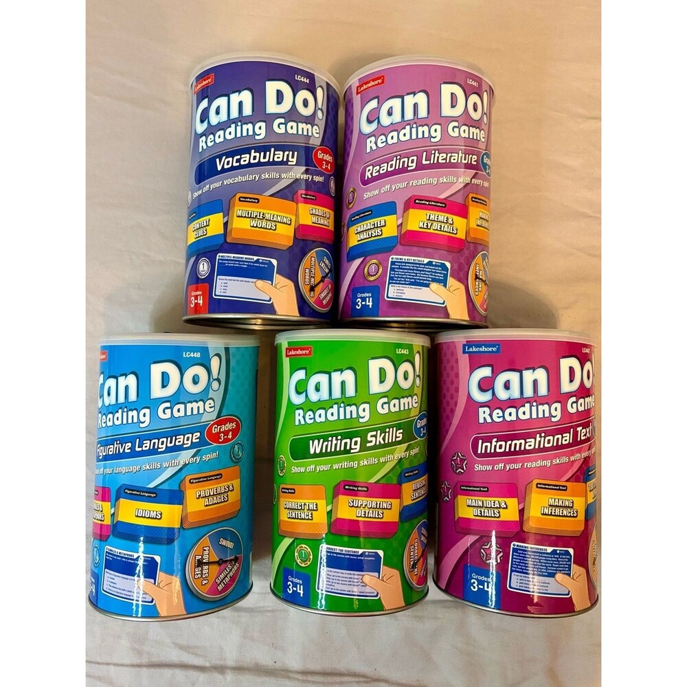 Lakeshore Can Do Reading Games Set of 5 Grades 3-4 Complete